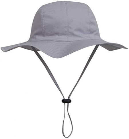 Ubbetter Unisex Child Wide Brim Sun Protection Hat Adjustable Head Size,50+ UPF Cotton (Size M/2Years - 3Years, Dark Grey)