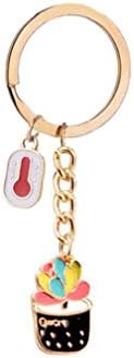 TraveT Succulent Cactus Pot Keychain Metal Cute Plant Shape Keyring Charmed Gifts for Kids Women Girls Boys,D1115-1