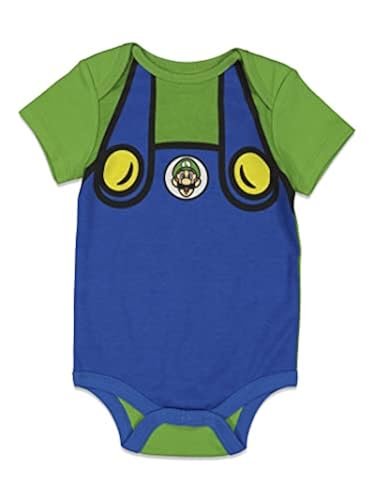 SUPER MARIO Nintendo Luigi Newborn Baby Boys Cosplay Bodysuit Hat