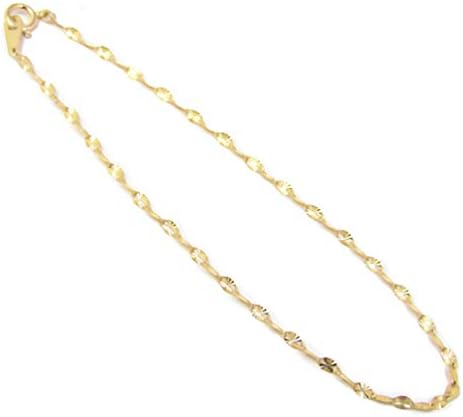イエローゴールド K10 10金 10K カットエクレアチェーン ブレスレット レディース
