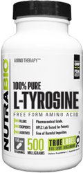 NutraBio 100% Pure L-Tyrosine - 500 mg - 150 Vegetable Capsules