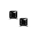 Bling Jewelry CZ Princess Cut Black 925 Silver Screw Back Stud Earrings