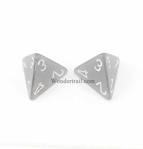 WCXPF0408E2 Smoke Frosted D4 Dice 2pc White Numbers Aprox 16mm