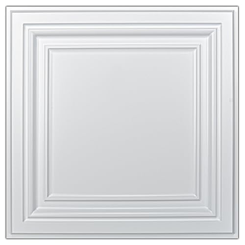 Art3d PVC Ceiling Tiles, 2'x2' Plastic Sheet in White (24-Pack)