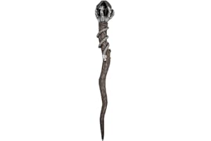 Pacific Giftware Black Magic Crystal Wand - Handcrafted Resin with Twisted Silver Claw and Snake Design, and Black Gemstone Crown, Perfect for Halloween Wizards, Witches, and Collectors - 13.9 Inches
