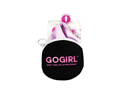 GoGirl Female Urination Device + Germ Resistant Portable Urinals for Women, Camping, Hiking, Outdoor Activities & More with Medical Grade Silicone (Reusable) + Storage Coolie Purse - Pink/Lavender