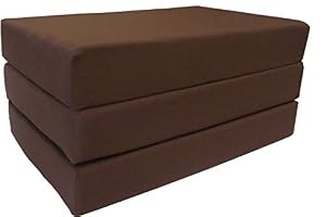 Image of D&D Futon Furniture Brown Coffee Twin Size Shikibuton Trifold Foam Beds 6" Thick X 39" w X 75" l Long, 1.8 Lbs High Density Resilient White Foam, Floor Foam Folding Mats.
