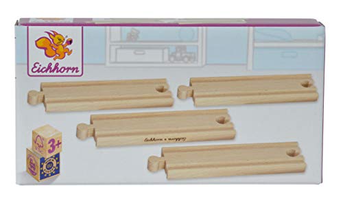 Eichhorn 100001409 - Bahn, kurze gerade Schienen 14,5 cm, 4-tlg. FSC 100% Zertifiziertes Buchenholz, mit fast allen… – Bild 5