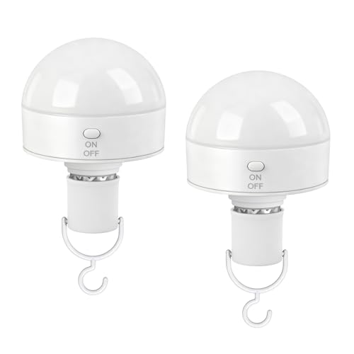 Kimjo E27 Rechargeable Bulb with Remote Control Set of 2-10W Rechargeable Bulb with USB Battery 3 Colours Dimmable – Magnetic Removable Bulbs with Battery Lamp for Camping