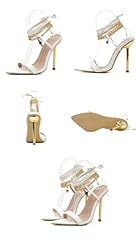 OWEIEYEU Women's Chain Ankle Strap Sandals Pointed