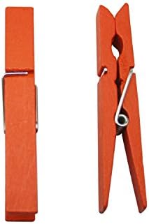 Wood Craft Clothespins Pegs with Spring 2.9" Pack of 40 (Orange)