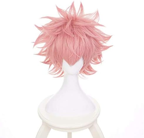 Kadiya Lovely Pink Short Curls Wavy Girls Hero Role Play Cosplay Wig Anime Performance Costume Wigs(Not Styled)