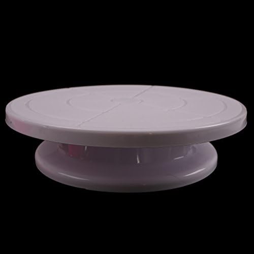 Ensunpal 1Pc Cake Turntable Pink White 360 Degree Rotating Cake Stand Non Slip Surface,White