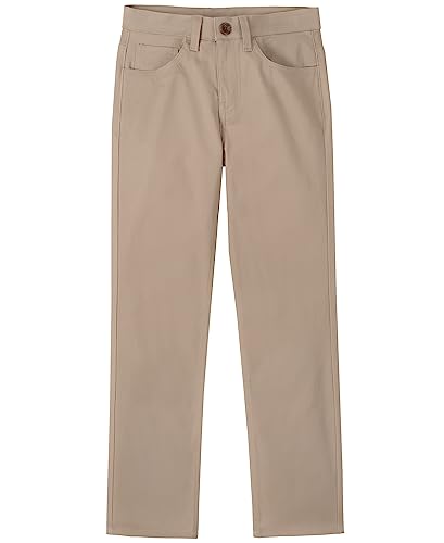 Nautica Big Boys School Uniform 5 Pocket Flat Front Pant, Khaki, 14 Husky