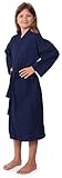 Indulge Premium Linen Girls Waffle Lightweight Party Robes and Flower Girl Bathrobe (Small/Medium, Navy Blue)