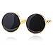 Digabi Black Enamel Cufflinks 18K Platinum Plated Gift Boxed