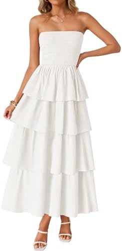 SUNDRY Women's Mixed Media Tiered Dress, White, L at Amazon Women's Clothing  store