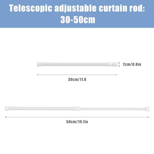 Minnhua 6 x 30-50 cm Pressure Curtain Rods, Extendable without Drilling Adjustable Curtain Rod for Windows, Living Room, Shop, Wardrobe