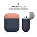elago Duo Silicone Case Compatible with Apple AirPods Case 1 & 2, Premium Protective Silicone, Supports Wireless Charging, 2 Caps + 1 Body [ Peach, Medium Grey + Jean Indigo ]