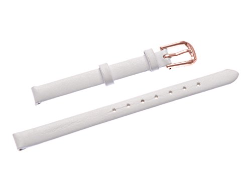 Uyoung 6mm Women's White Genuine Leather Rose Golden Clasp Thin Watch Band