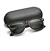 LUENX Mens Polarized Sunglasses for Womens UV 400 Protection Grey Green Lens Matte Black Frame 54MM