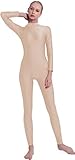 Speerise Adult High Neck Zip One Piece Unitard Full Body Leotard, L, Flesh