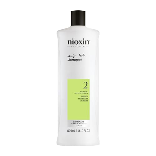 Nioxin System 2 Scalp + Hair Thickening Shampoo for Natural Hair with Progressed Thinning | Cleanse & Boost Hair Density with Niacinamide & Biotin