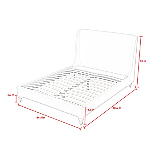 Bonfils Linen Queen Size Bed Frame with Tufted Headboard, Grey Pricepulse