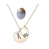 MUZHE Gold Silver Sloth Charm Necklace - Stylish Cute Animal Peandant Jewelry (Gold)