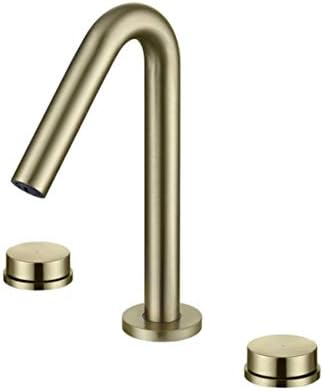Widespread Basin Faucets Brass Bathroom Vessel Sink Deck Mounted Dual Handle 3 Holes Sink Mixer Tap Black/Chrome/Brushed Gold,Brushed Gold
