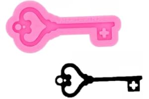 DIY STENCIL Shiny Key Shape Silicone Mold Shiny Mini Key Shape Tool Keychain Silicone Mold with Hole for DIY Cupcake Cake Topper Decoration Fondant Mold Earrings Jelly Shots Desserts Pudding Candy Pendant
