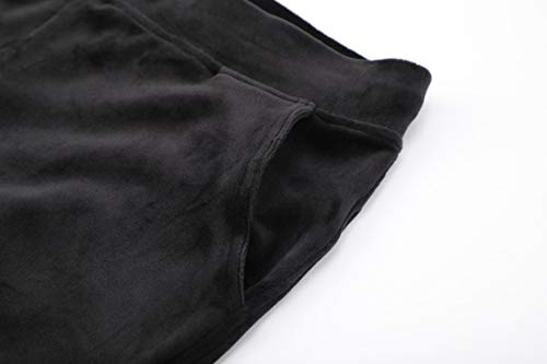 Dolcevida Women's Active Solid Velour Tracksuit Zip up Hoodie & Pullover Sweatshirts and Sweat Pant Sweatsuit (Black-Pullover, XXL)