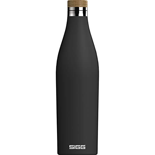 SIGG Meridian Black Trinkflasche (0.7 L), schadstofffreie und auslaufsichere Trinkflasche aus Edelstahl, Isolierflasche für kalte und heiße Getränke