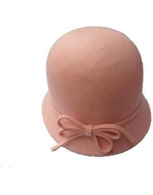Women's Vintage Style Soft Wool Cloche Hat with Felt Bow: Black, Grey, Pink, Purple or Taupe