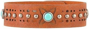 Most Wanted Cuff Stamped Leather Turquoise Rivet Bracelet (Leather)
