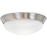 2-Light Alabaster Twist-On Dome | 11” Flush Mount Ceiling Light | Brushed Nickel Finish | Modern & Elegant Lighting Fixture