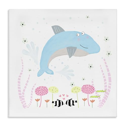 Stupell Industries Baby Dolphin & Flowers Canvas Wall Art, design by Carla Daly…