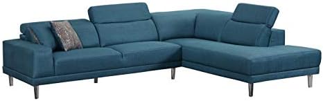 Blackjack Furniture Arturo Modern Fabric Sectional Sofa, Right Facing, 115", Blue