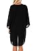 Women 3/4 Sleeve Kimono Cover Up Sheer Chiffon Blouse Loose Long Cardigan Black X-Large