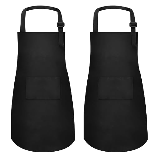 MEOGETY 2Pcs Kids Aprons Children Artists Aprons with Pockets Adjustable Chef Aprons for Cooking Kitchen Backing Painting