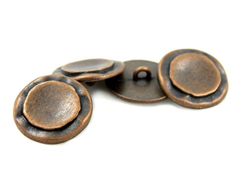 Bezelry 12 Pieces Rustic Circles Antique Copper Metal Shank Buttons 23mm (7/8 inch)