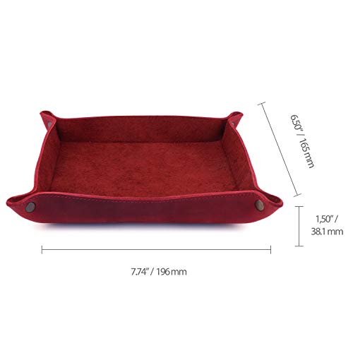 Londo Genuine Leather Tray Organizer Storage for Wallets Watches Keys Coins Cell Phones and Office Equipment (Red)