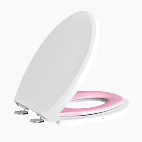 Wttfc Family Toilet Seat Soft Close,Toilet Seat with Child Seat Built in,Adults&Child Toilet Lid,Quick Release and Top Fastening,Easy to Clean,Pink,O Type