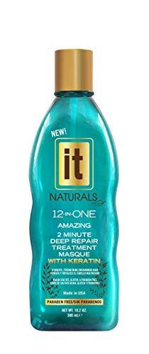 IT Naturals 12-in-ONE Amazing 2 Minute Deep Repair Treatment Masque with Keratin | Hydrates, Strengthens Overworked Hair | Sulfate, Gluten, Paraben Free, 10.2oz