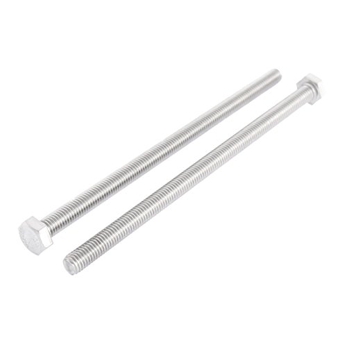 uxcell M8 x 150mm Fully Threaded Stainless Steel Hex Head Screw Bolt 2 Pcs