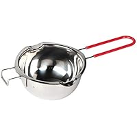 Stainless Steel Double Boiler Pot for Melting Chocolate, Candy and Candle Making (480ML, Red handle)