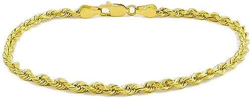 Amazon.com: Nuragold 14K Real Yellow Gold Rope Diamond Cut Chain