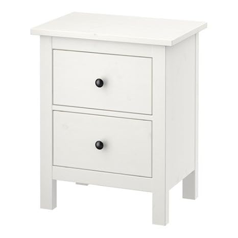 IKEA HEMNES Kommode mit 2 Schubladen; in weiß gebeizt; aus Massivholz; (54x66cm)