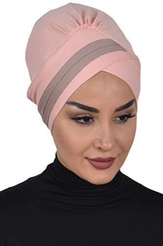 Instant Turban Cotton Scarf Head Wrap Cancer Chemo Headwear Two Color Powder