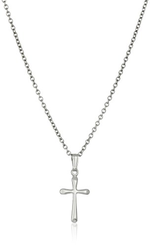 Sterling Silver Children's Petite Polished Cross Pendant Necklace, 13